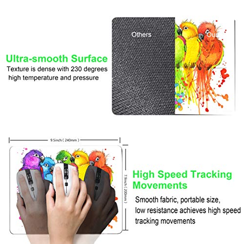 SHALYSONG Small Mouse Pad, Watercolor Parrot Personalized Animal Custom Design, Non-Slip Rubber Base for Computer Desk, Home Office - Image 3