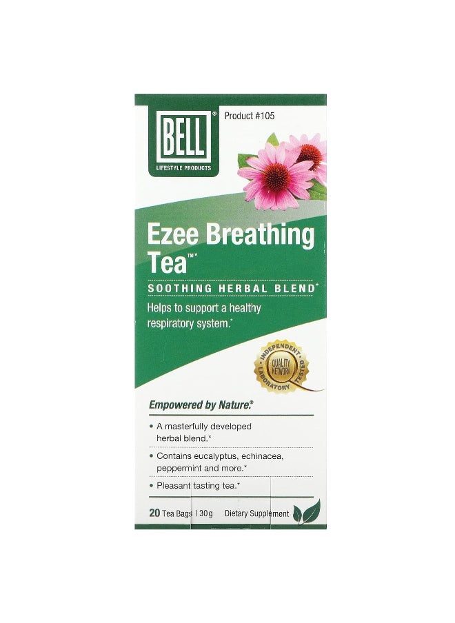 Bell Lifestyle Bell Lifestyle, Ezee Breathing Tea, Soothing Herbal Blend, 20 Tea Bags, 1.5 g Each  - Image 1