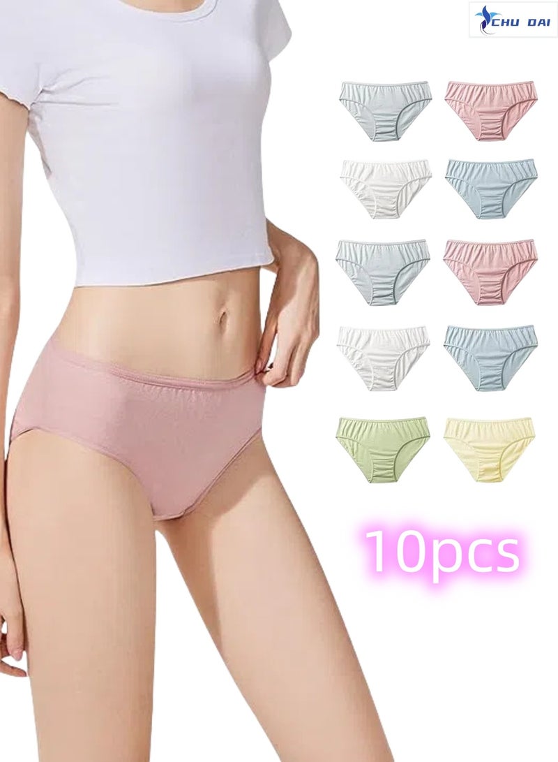 CHU DAI 10-Pack Pastel Macaron-Colored Disposable Underwear – Individually Wrapped, Breathable Cotton for Travel & Hajj (UAE/Saudi) - Image 1