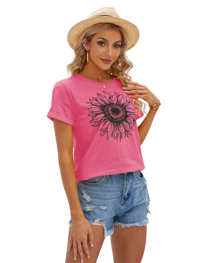 Cicy Bell Women's T Shirts Short Sleeve Tees Sunflower Graphic Loose Summer Tops - Image 2