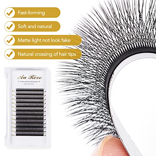 AuReve W Eyelash Extensions D Curl 007mm 815mm Mix Tray W Shaped 4D Volume Premade Fan Lashes Matte Black Cluster Easy Fans Lashes Professional Use YY Lash - Image 5