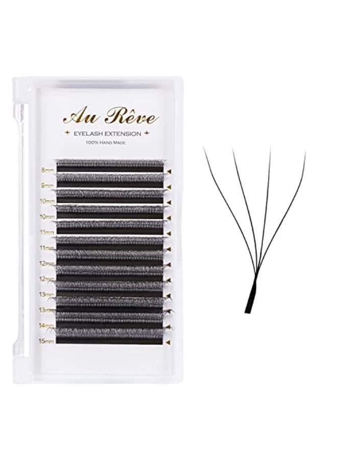 AuReve W Eyelash Extensions D Curl 007mm 815mm Mix Tray W Shaped 4D Volume Premade Fan Lashes Matte Black Cluster Easy Fans Lashes Professional Use YY Lash - Image 1