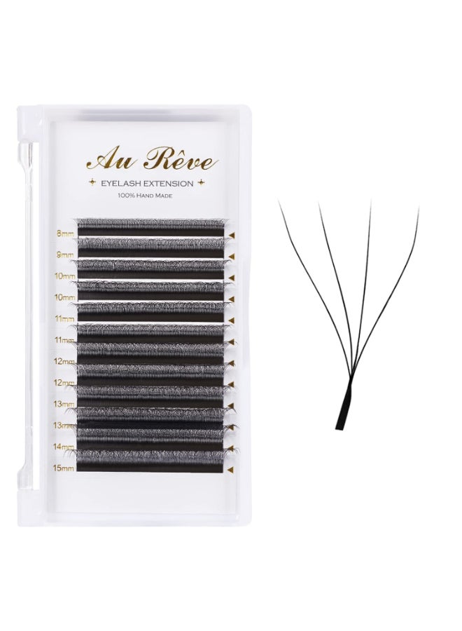 AuReve W Eyelash Extensions D Curl 007mm 815mm Mix Tray W Shaped 4D Volume Premade Fan Lashes Matte Black Cluster Easy Fans Lashes Professional Use YY Lash - Image 3