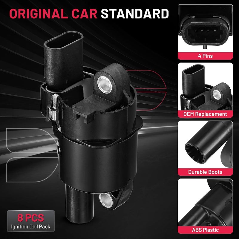 BDFHYK Ignition Coils Pack Set of 8 for Buick, Cadillac, Chevrolet, GMC, Hummer V8 Engines - Image 5