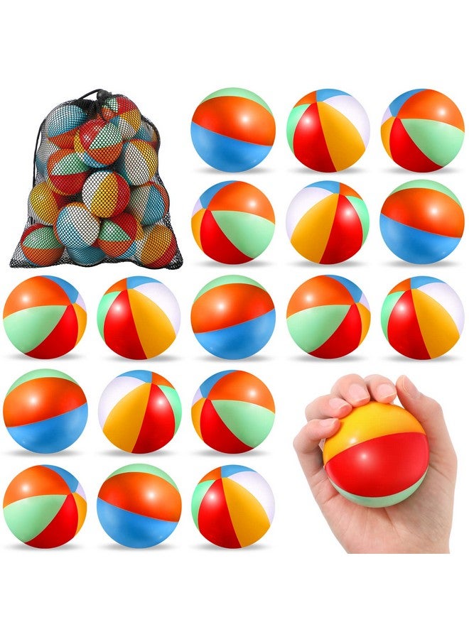 Hungdao 24 Pcs Beach Stress Balls 2.5 Inch Mini Relief Stress Ball Rainbow Beach Stress Ball Swimming Pool Game Toy Foam Sports Ball With Storage Bag For School Carnival Reward Summer Birthday Party Favor - Image 1