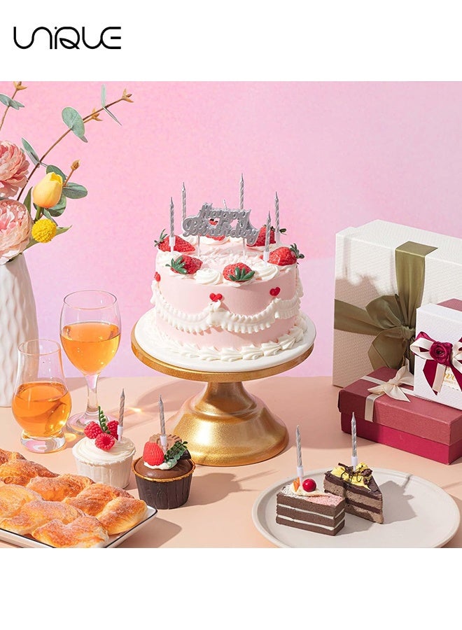 يونيك 11 قطعة مجموعة شموع - 2.95 بوصة شمعة قصيرة رقيقة حلزونية - عيد ميلاد سعيد شمعة كعكة عيد ميلاد شمعة زخرفة - لتزيين الكيك لوازم حفلات زينة عيد ميلاد (فضي) - Image 4