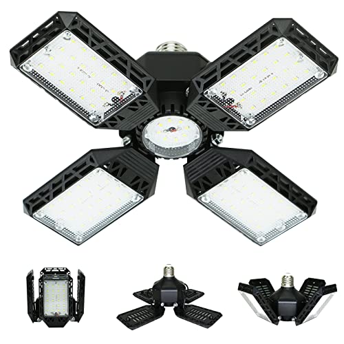 QiyuanLS LED Garage Light,150W Deformable Garage Ceiling Lights,15000LM, 4 Adjustable Panels, E26/E27 Shop Lights for Basement, Barn, Workshop,High Bay Light - Image 1
