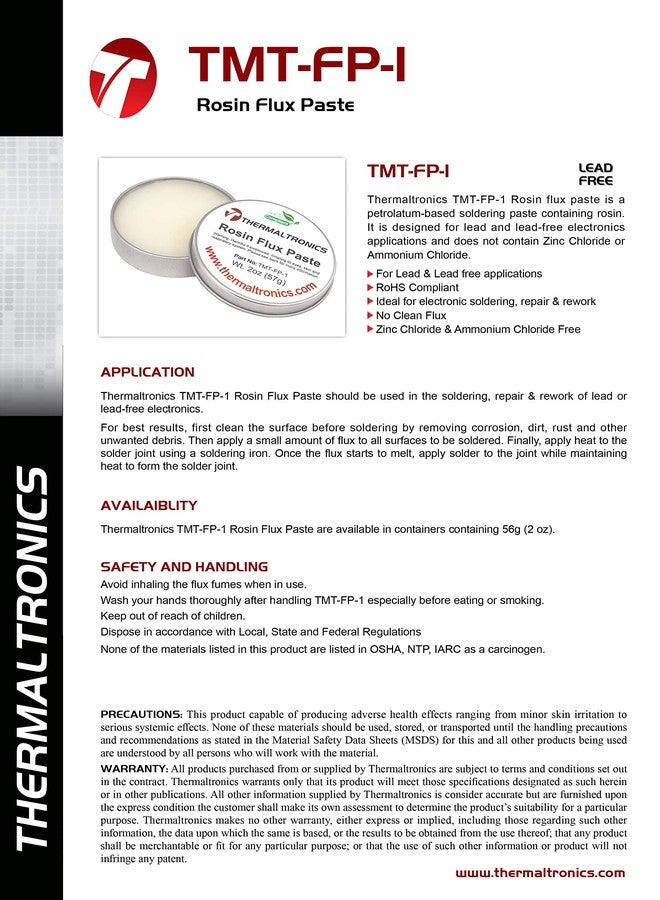 Thermaltronics TMT-FP-1 Rosin Flux Paste, 2.0 oz (57 g) - Image 2