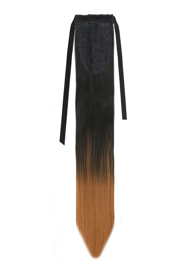 Paradise® Straight Ribbon Ponytail Hair Extension for Women & Girls 26 Inch, 150g Matte Finish Instant Volume & Length Comb Grip Synthetic Ponytail Double Shade Black Ombre - Image 4