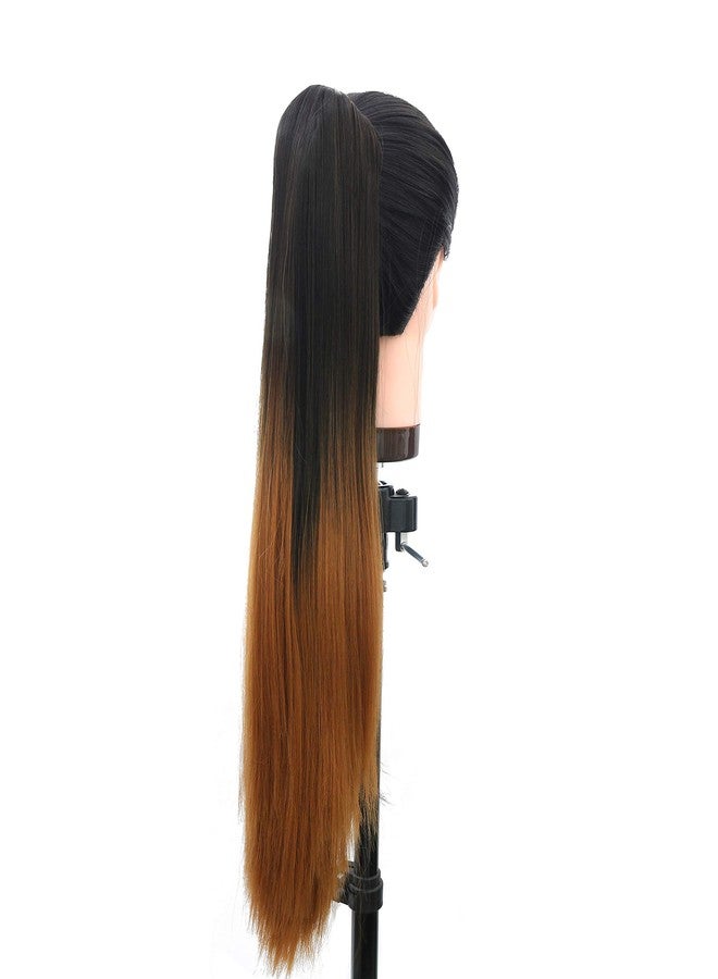 Paradise® Straight Ribbon Ponytail Hair Extension for Women & Girls 26 Inch, 150g Matte Finish Instant Volume & Length Comb Grip Synthetic Ponytail Double Shade Black Ombre - Image 5