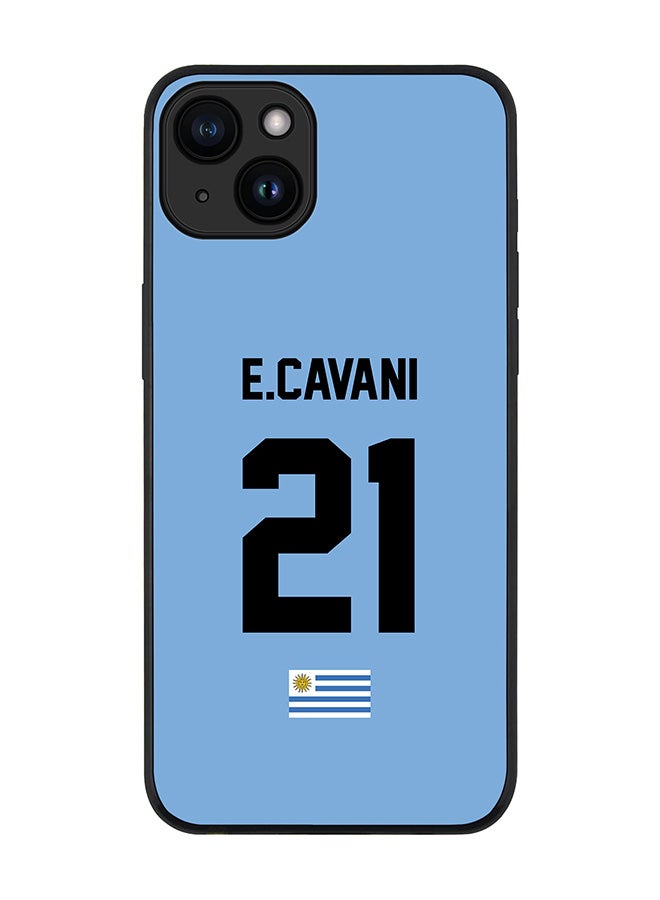 Stylizedd Cover for iPhone 15 Plus Case Rugged Black Slim fit Flexible Protective Phone Cases - Football Team - Uruguay Player Name - E.Cavani - Image 1