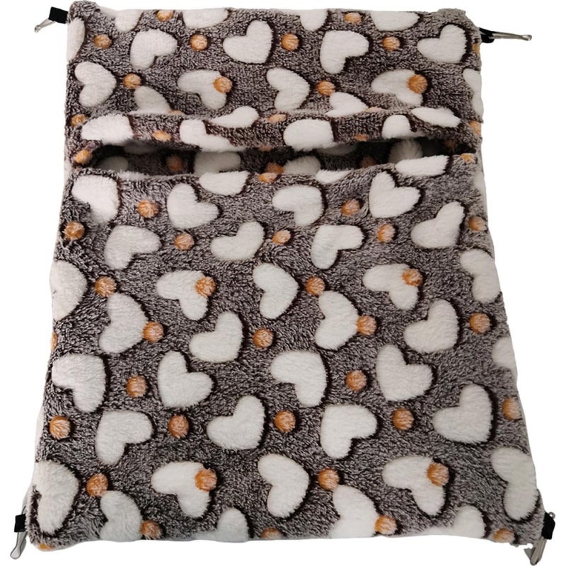 Plush Chinchilla Bed And Hanging Hammock Heart Pattern Small Animal Sleeping Sack - Image 2