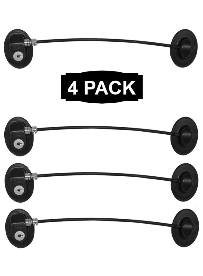 NIBEMINENT 4-Piece Refrigerator Door Lock With 4 keys Black - Image 1