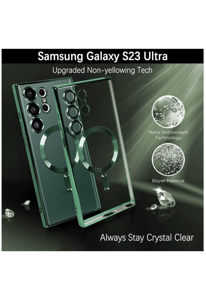 Magnetic Clear Case for Samsung Galaxy S23 Ultra with Camera Lens Protector Magsafe Compatible Electroplated Soft TPU Shockproof Anti-Scratch Phone Case  - Image 3