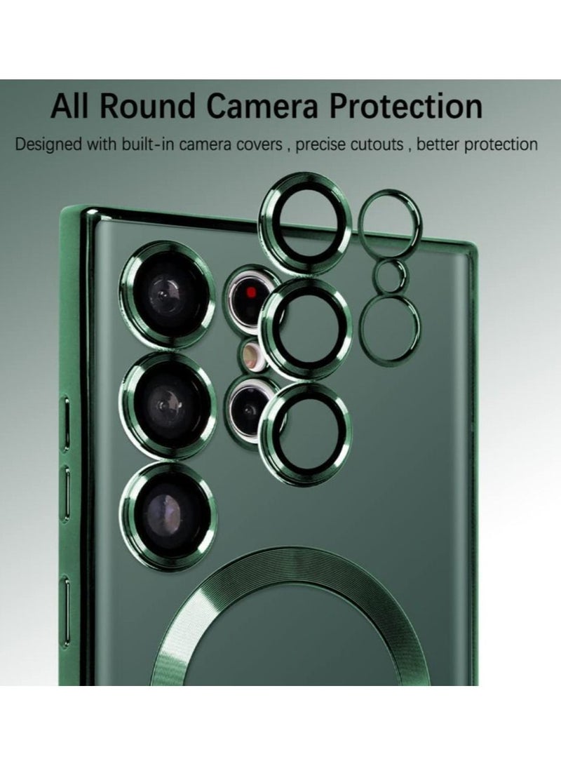 Magnetic Clear Case for Samsung Galaxy S23 Ultra with Camera Lens Protector Magsafe Compatible Electroplated Soft TPU Shockproof Anti-Scratch Phone Case  - Image 2