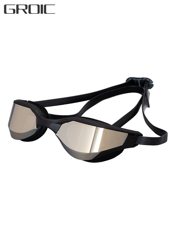 GROIC Swimming Goggles Adult Racing Wide Vision Leak-proof UV Protection Waterproof  Anti-fog for Men  Woman in Races - Black  - Image 1