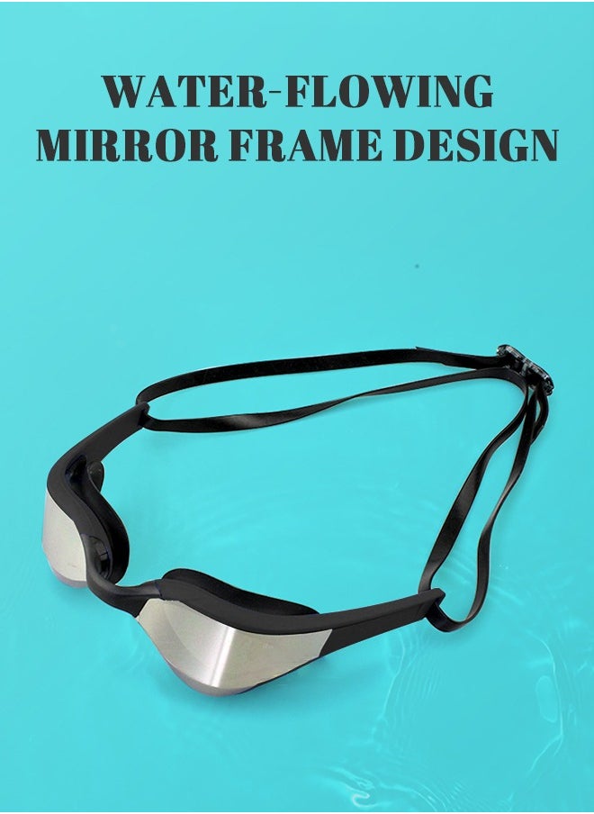 GROIC Swimming Goggles Adult Racing Wide Vision Leak-proof UV Protection Waterproof  Anti-fog for Men  Woman in Races - Black  - Image 5