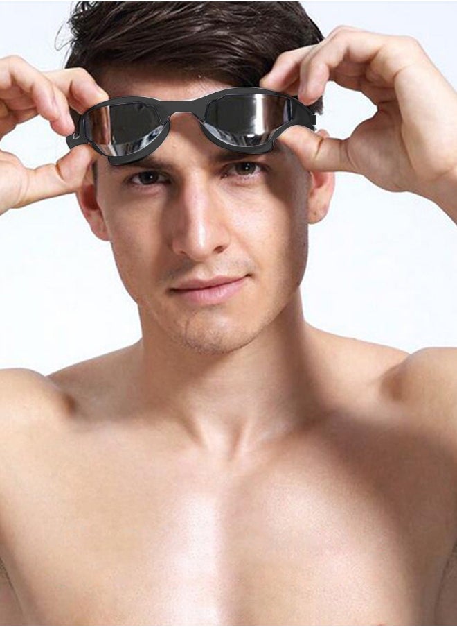 GROIC Swimming Goggles Adult Racing Wide Vision Leak-proof UV Protection Waterproof  Anti-fog for Men  Woman in Races - Black  - Image 2