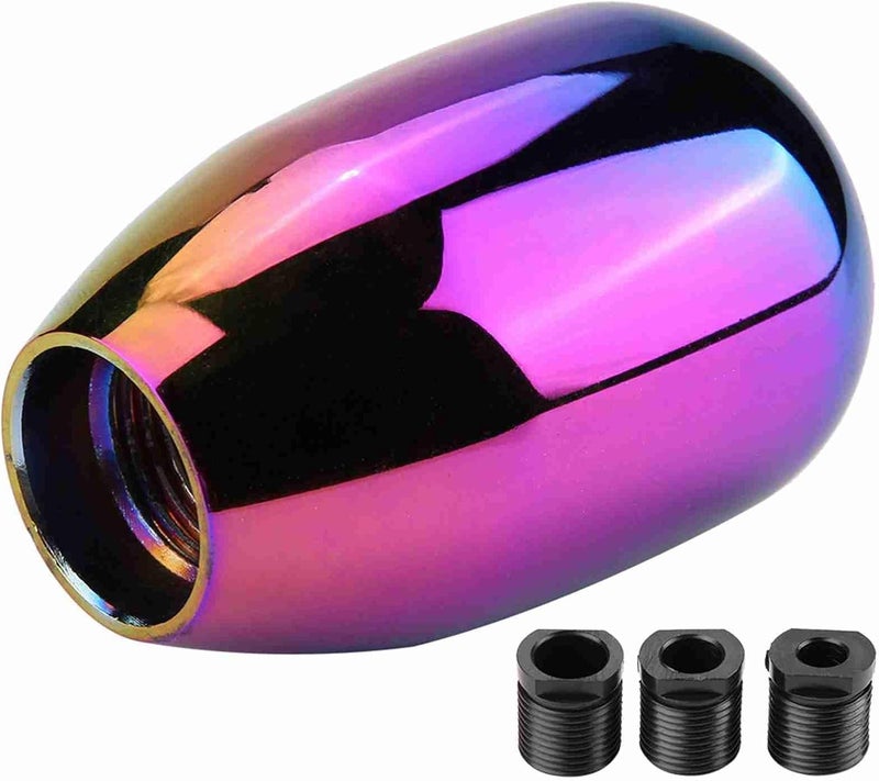 Car Manual Gear Shift Knob Shifter Lever Stick with 3 Adapters 8mm 10mm 12mm - Durable Metal Construction, Smooth Polished Surface, Universal Fit for Most Manual Cars (Colorful) - Image 1