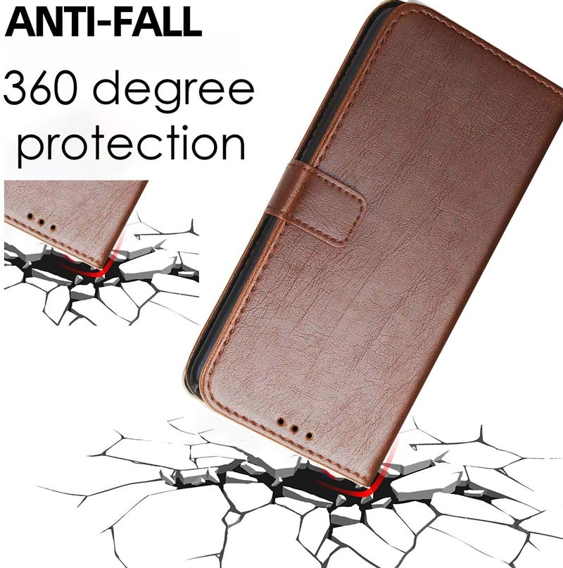 SHINESTAR Vivo Y31 5G Flip Back Cover | PU Leather Flip Cover Wallet Case with TPU Silicone Case Back Cover for Vivo Y31 5G - Classic Brown - Image 5
