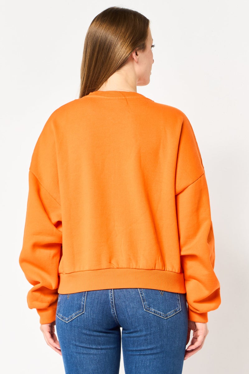 Napapijri Women Crew Neck Long Sleeve Brand Logo Sweatshirt, Dark Orange - Image 4