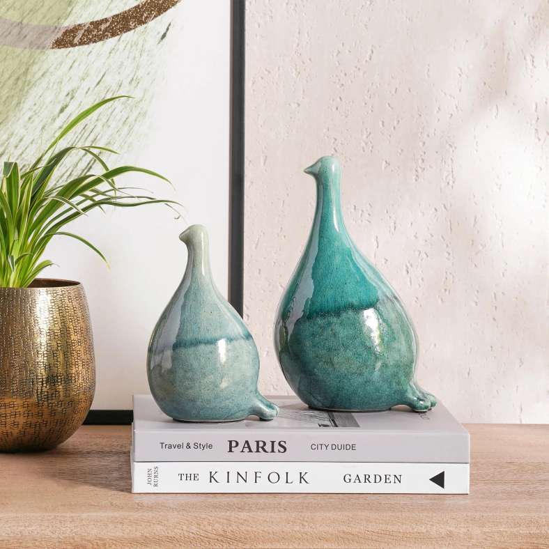 Pan Home Handpainted Bird Sculpture - Blue - Image 3