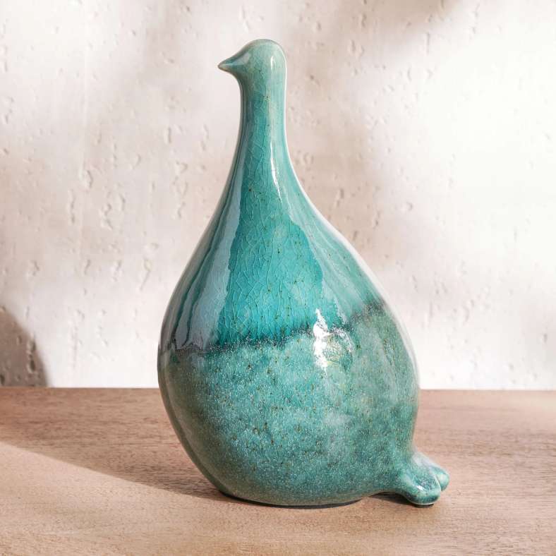 Pan Home Handpainted Bird Sculpture - Blue - Image 4