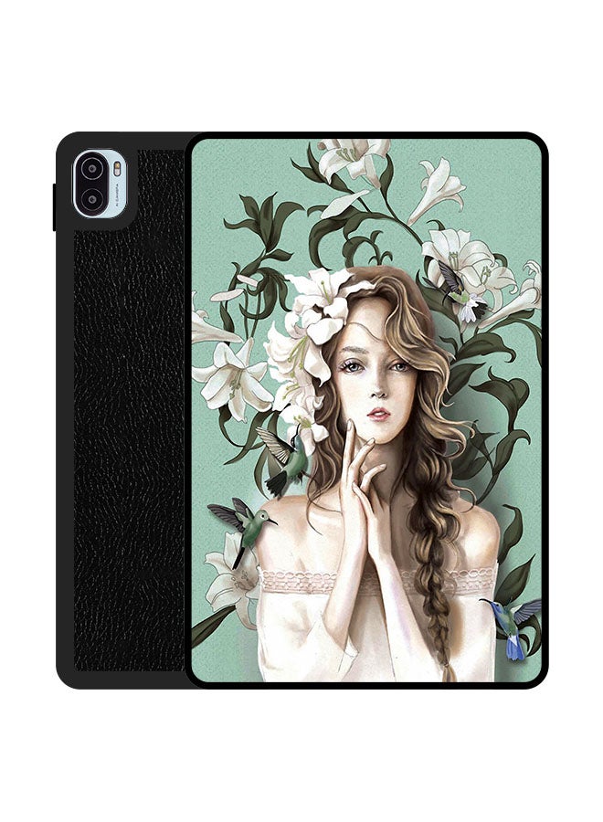 Theodor Protective Flip Case Cover For Xiaomi Pad 5/ Pad 5 Pro Beautiful Girl & Tuilips - Image 1