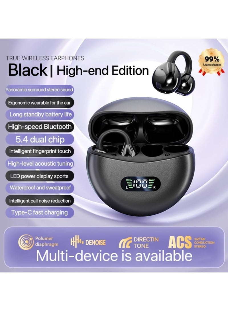 Wireless Bluetooth Headset, Clip-on Earbuds, Intelligent Noise Reduction Headset, Waterproof, Voice Assistant, Touch Operation, Suitable for listening to Music and Fitness - Image 2