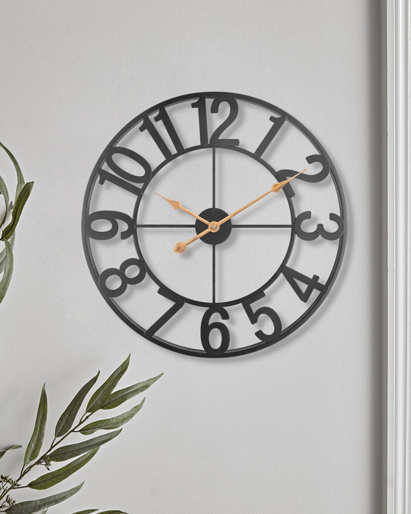 SkyNature Large Clocks for Living Room Decor Silent Non Ticking Wall Clocks Battery Operated 18 Inch Decorative Analog Metal Indoor Outdoor Wall Clock for Kitchen Bedroom Office Patio  Black 