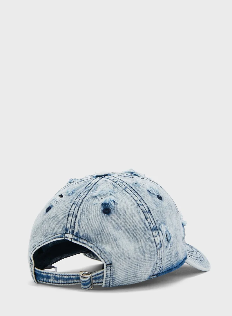 Seventy Five Distressed Denim Curve Peak Cap