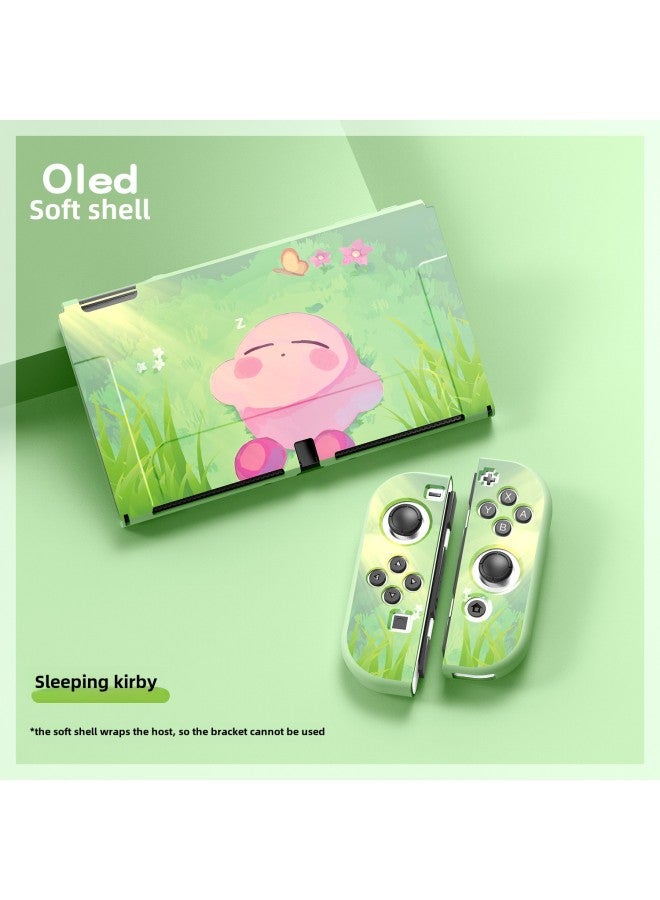 Nintendo Switch Oled TPU Matte Protective Case Embossed Color Printing Split Soft Case-Product Color:Kabi Sleeping - Image 1