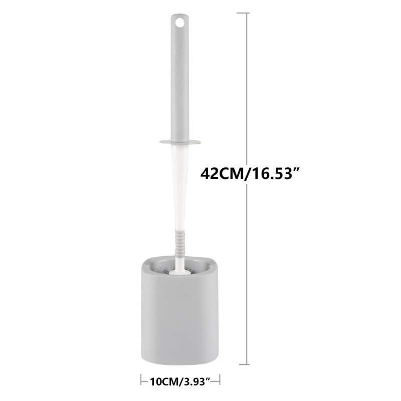 Long Handle Toilet Brush And Holder: Grey Compact Covered Set - Unmatched Reach Hygiene Space Saving Design For Bathroom Small Apartments Powder Rooms - Image 4