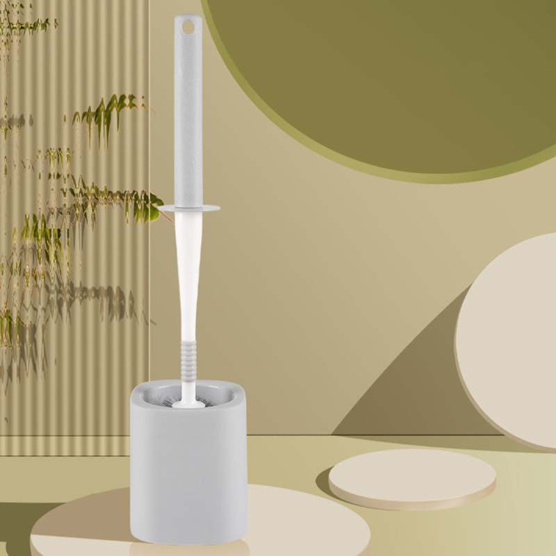 Long Handle Toilet Brush And Holder: Grey Compact Covered Set - Unmatched Reach Hygiene Space Saving Design For Bathroom Small Apartments Powder Rooms - Image 3