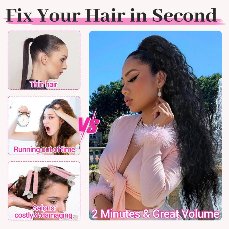 KooKaStyle Ponytail Extension 30 Inch Drawstring Pony Tails Hair Extensions for Women Long Curly Ponytail Synthetic Hairpieces for Daily Useï¼ˆBlack-1Bï¼‰ - Image 3