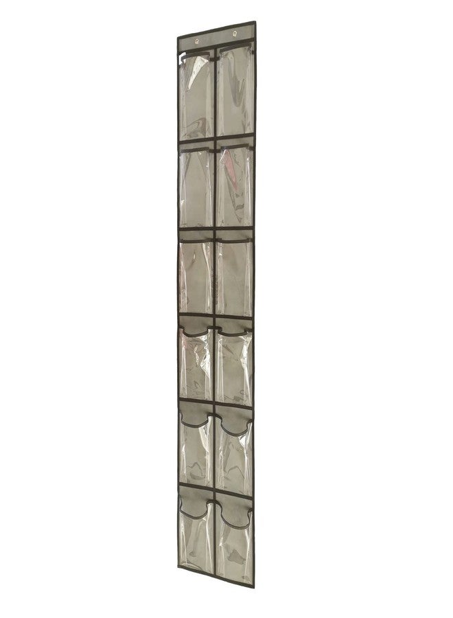 ANZORG Closet Shoe Organizer Behind Door Hanging Closet Kids Shoe Rack with 12 Clear Large Pockets (12 Pockets-Grey) - Image 1