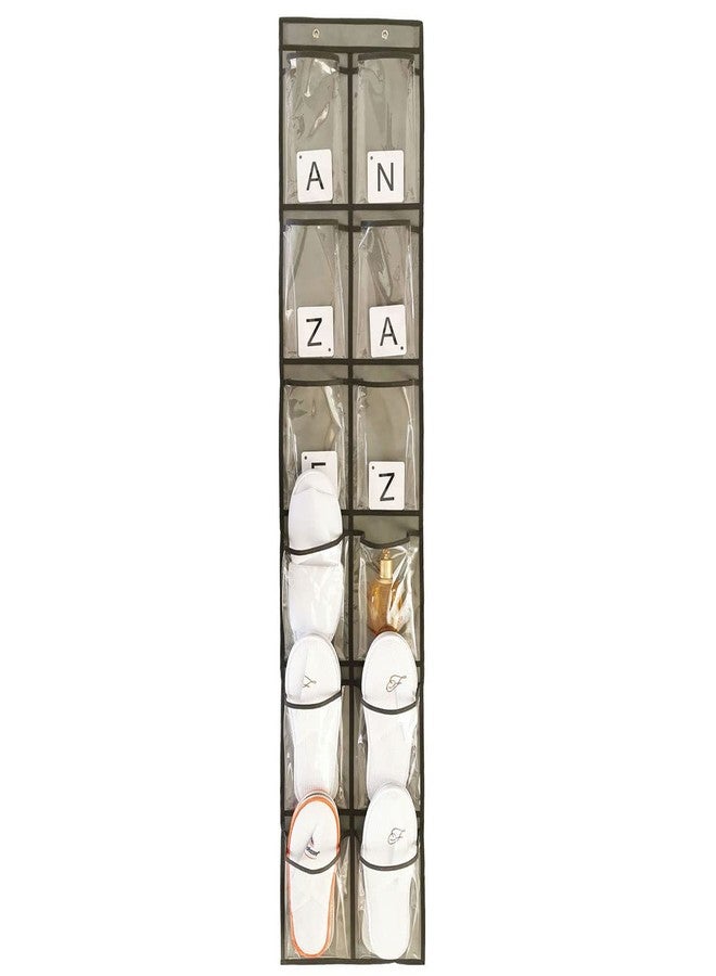 ANZORG Closet Shoe Organizer Behind Door Hanging Closet Kids Shoe Rack with 12 Clear Large Pockets (12 Pockets-Grey) - Image 2
