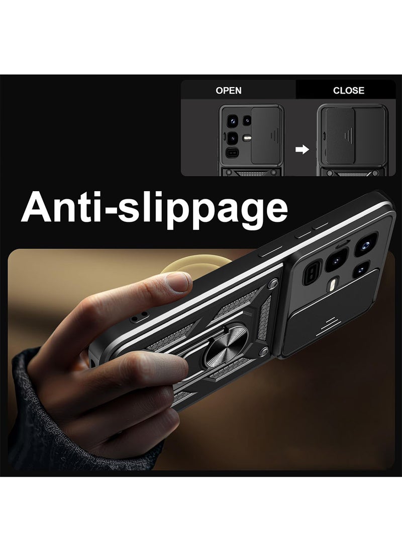 Case for Infinix Note 50X 5G with Sliding Camera Cover, Kickstand, PC+TPU Dual-Layer Back Cover,Black - Image 5