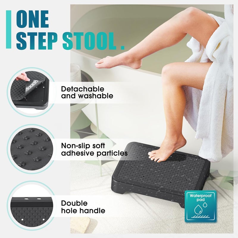 SPACELEAD Mobility Step Stool for Adults & Seniors, Indoor/Outdoor Portable Stair Assist, Anti-Slip Bathroom Step Stool, Platform Step for Kitchen, Office, and Bedroom, 600lbs Capacity, Black-Black - Image 4