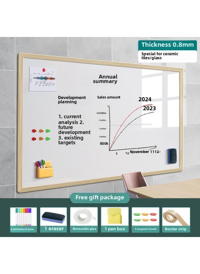 null - Magnetic Whiteboard Stickers Drawing Board Office Meeting Erasable Wall Stickers Home Teaching Graffiti Small Blackboard Does Not Hurt The Wall-Color:Office Whiteboard [special For Ceramic Tiles And Glass] Does Not Damage The Wall - Wood Grain Frame-Specifications:120x150cm [with Office Gift Package] - Image 1