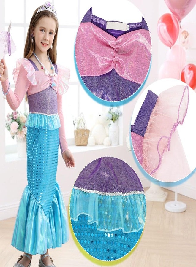 Luzlen Little Girls Mermaid Princess Costume Party Dress for Toddler Kids Baby Halloween Dress Up, 7-8 Years(Tag 150) - Image 5