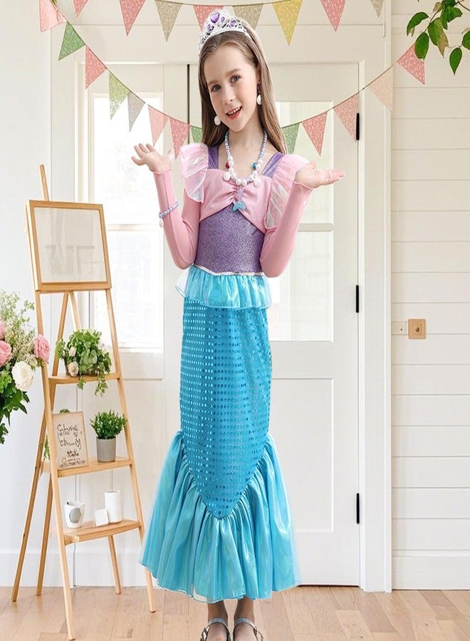 Luzlen Little Girls Mermaid Princess Costume Party Dress for Toddler Kids Baby Halloween Dress Up, 7-8 Years(Tag 150) - Image 2