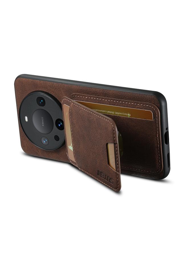 Suteni Case For Huawei Mate 60 Pro H02 Litchi Leather Card Wallet Stand Back Phone Case - Image 4