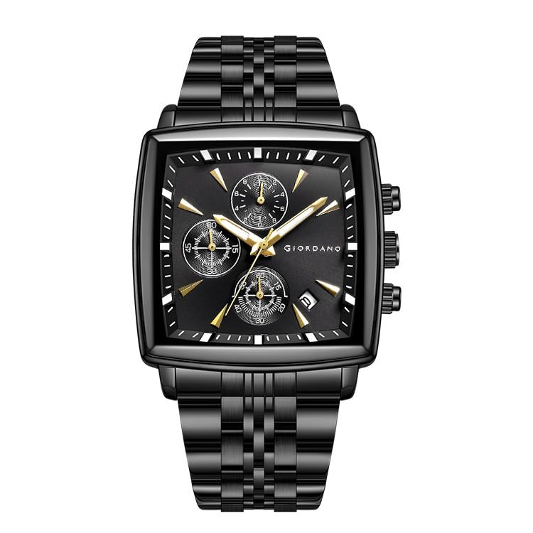 Giordano Multi Function Watch for Men with Square Dial, Stainless Steel Strap and Date Display - Image 1