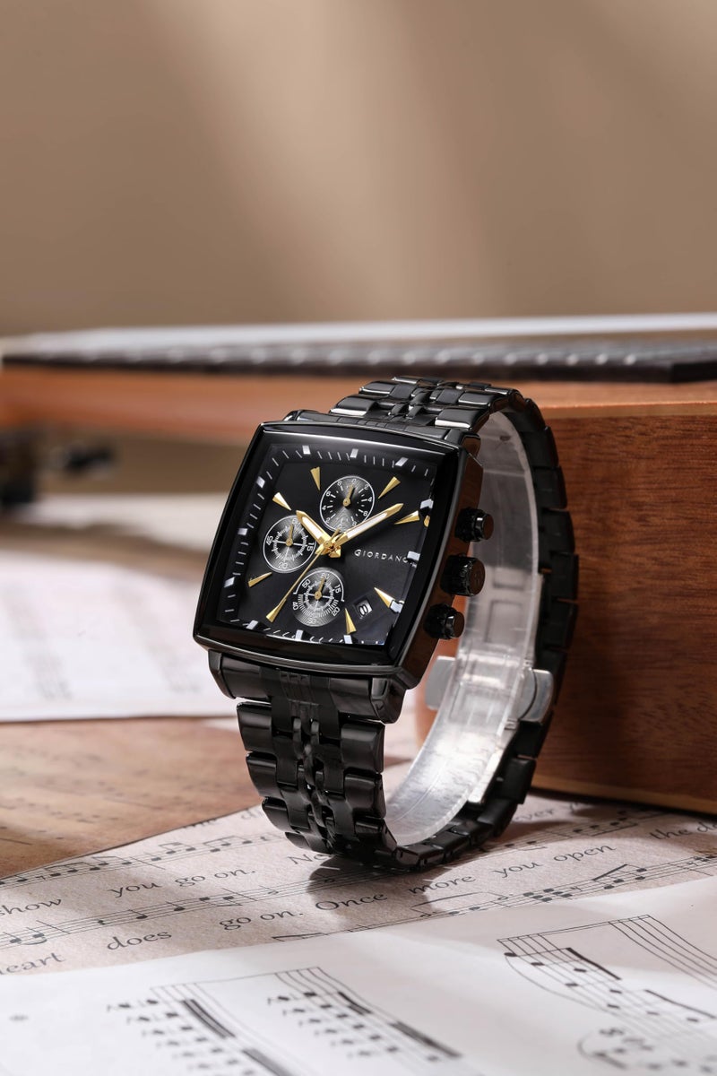 Giordano Multi Function Watch for Men with Square Dial, Stainless Steel Strap and Date Display - Image 3