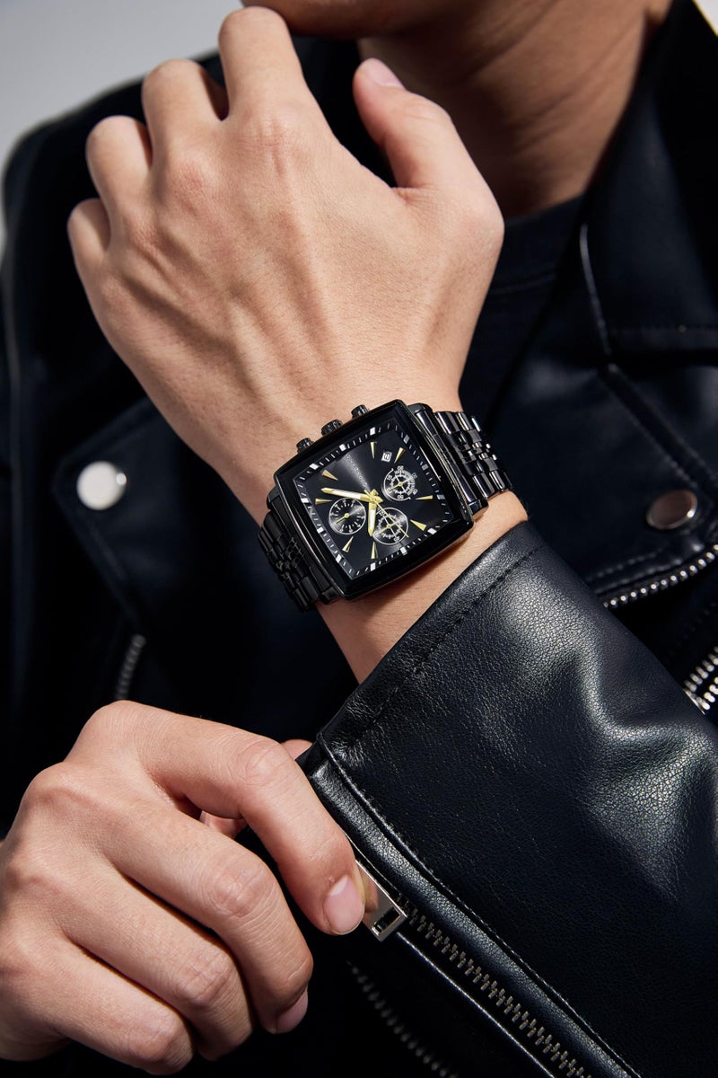 Giordano Multi Function Watch for Men with Square Dial, Stainless Steel Strap and Date Display - Image 2