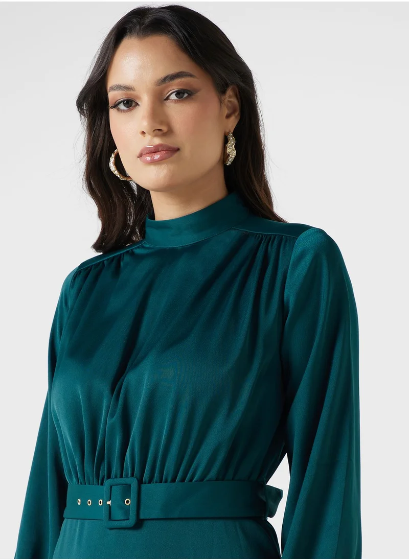 Closet London High Neck Pleated Detail Dress