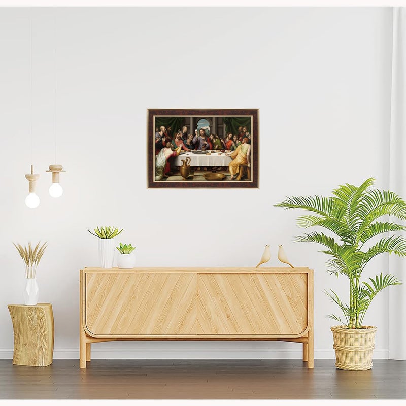 Dharvika Innovations لوحات يسوع المسيح لغرفة المعيشة، لوحة يسوع المسيح لتزيين الجدران، إطار صورة يسوع المسيح لتزيين الجدران 2327 (21x27 بوصة) بني - Image 3