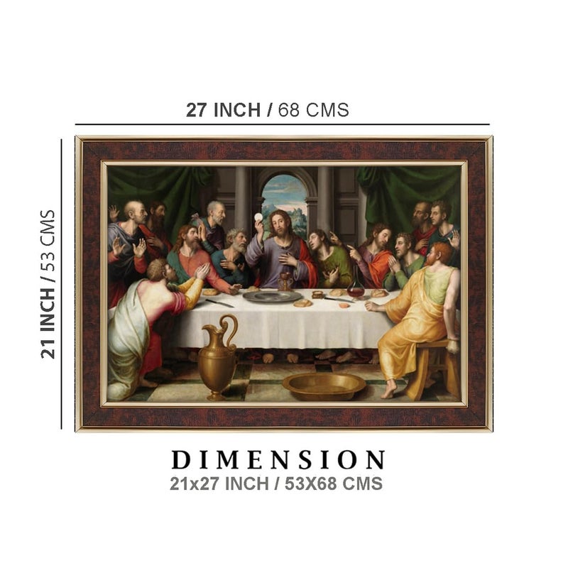 Dharvika Innovations لوحات يسوع المسيح لغرفة المعيشة، لوحة يسوع المسيح لتزيين الجدران، إطار صورة يسوع المسيح لتزيين الجدران 2327 (21x27 بوصة) بني - Image 2