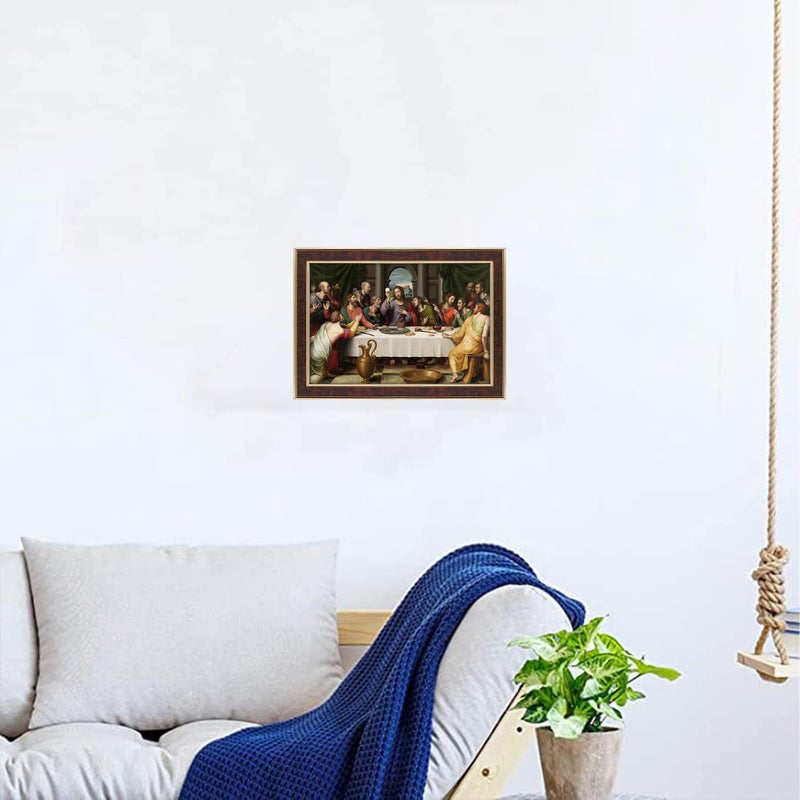 Dharvika Innovations لوحات يسوع المسيح لغرفة المعيشة، لوحة يسوع المسيح لتزيين الجدران، إطار صورة يسوع المسيح لتزيين الجدران 2327 (21x27 بوصة) بني - Image 5